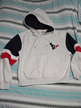 NFL Ultra Game Houston TEXANS Womens Gray Crop HOODIE